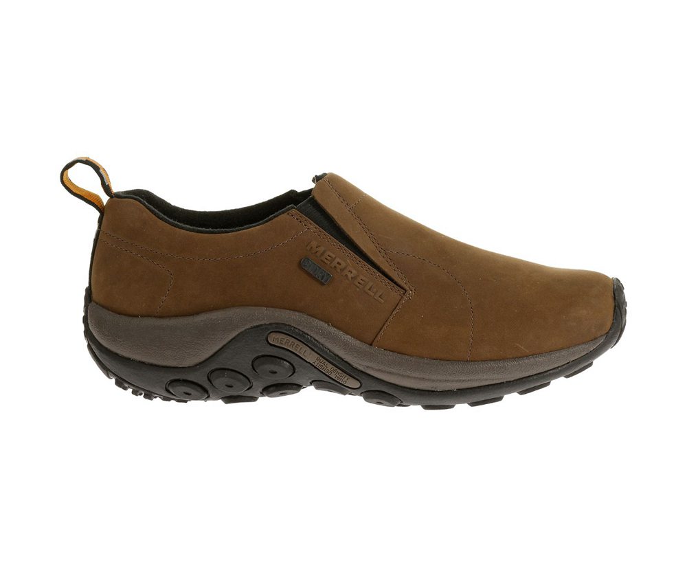 Merrell Slip Ons Brown - Jungle Moc Nubuck Waterproof Wide Width - Mens 17GDCSZKH